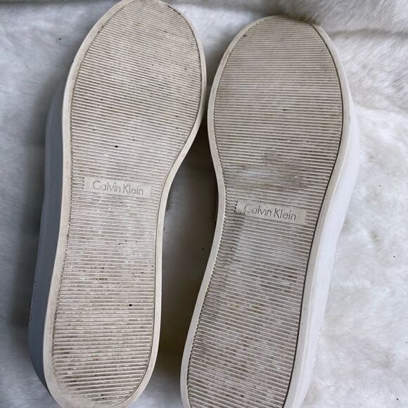 Calvin Klein Jacinta leather sand storm color platform slip on sneakers SZ9.5 - Picture 9 of 11